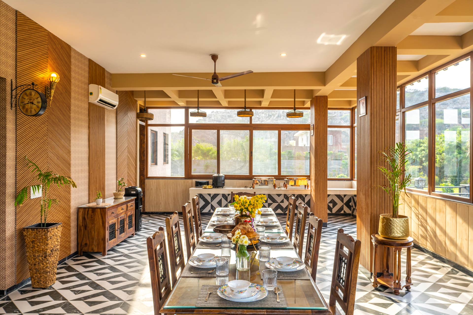 Fully furnished farmhouse Dining hall for corporate and private events